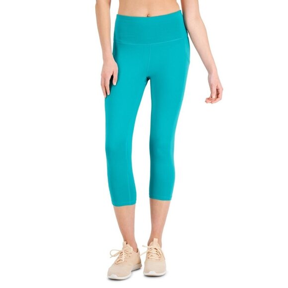 ID Ideology Compression High-Rise Side-Pocket Cropped Leggings Green Medium - Picture 1 of 11